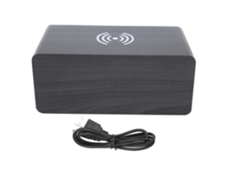 Altavoz Bluetooth Inalámbrico De Madera Multifuncional Con Reloj Alarma 2000mah Altavoz Estéreo Mini Portátil Luz Verde Negro