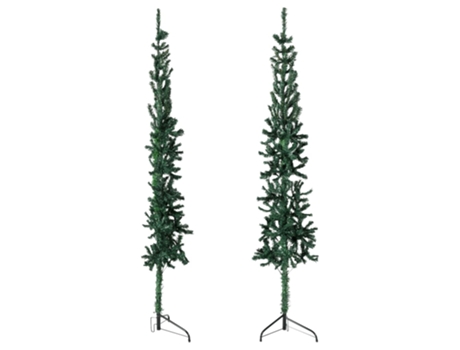 vidaXL Medio árbol de Navidad artificial con soporte verde 180 cm