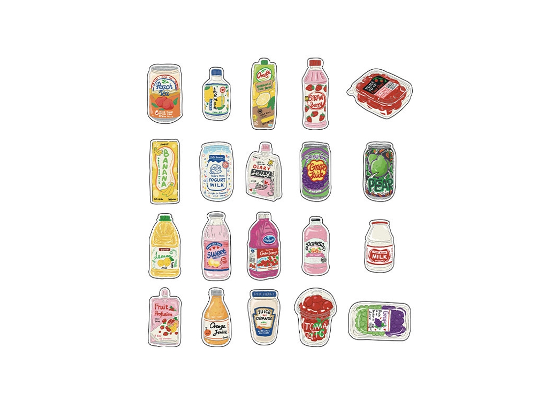 40 Stickers Bonitos De Comida Para Agenda Diaria Scrapbooking Botellas Laptop Teléfonos Guitarra Equipaje Bebidas