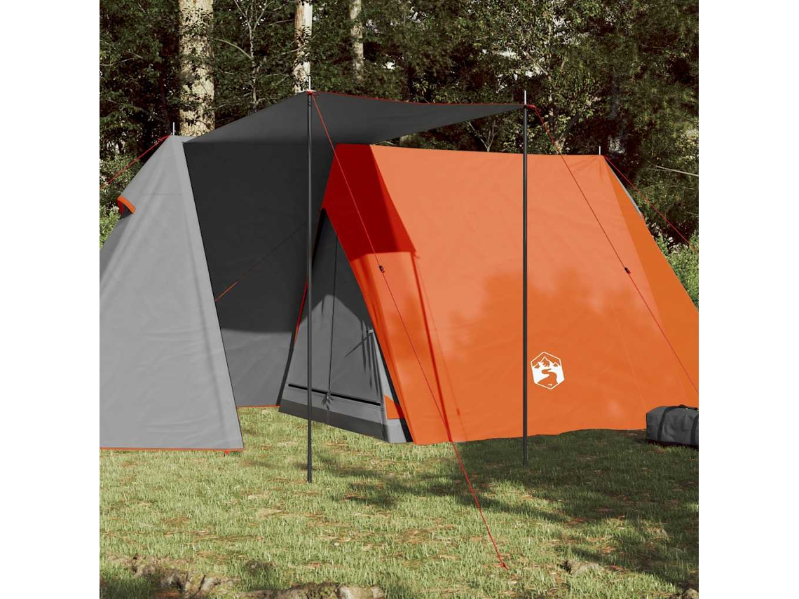 Tienda de campaña impermeable para 3 personas, color gris y naranja.
