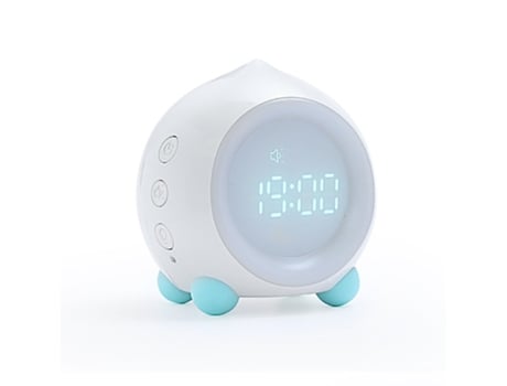 Altavoz Bluetooth Despertador digital portátil con luz LED, altavoz para niños con carga USB, reloj blanco con repetición