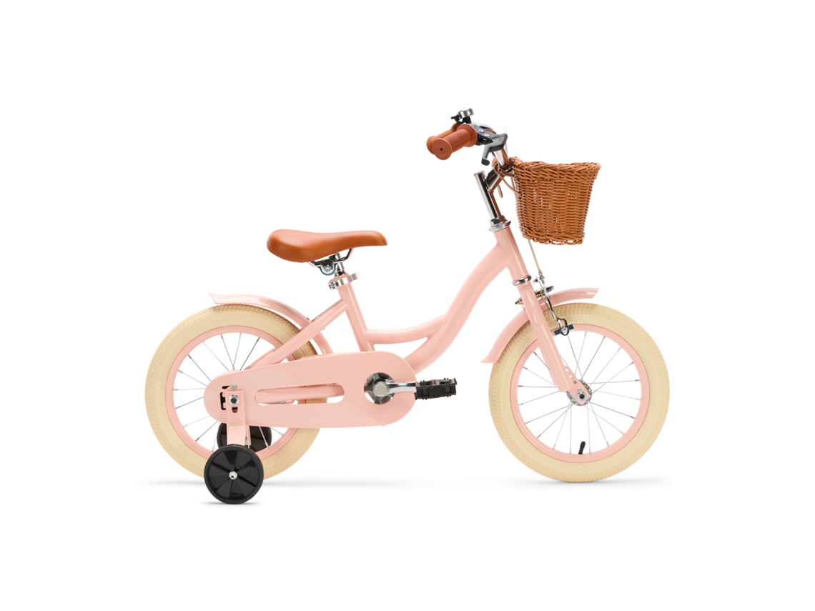Bicicleta infantil Generation Blanco de 14 pulgadas, color rosa, con cesta.