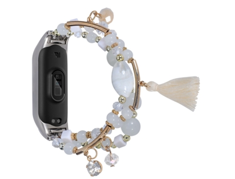 Correa metal + ágata cuentas de ágata para Xiaomi Mi Band 5/6 - blanco