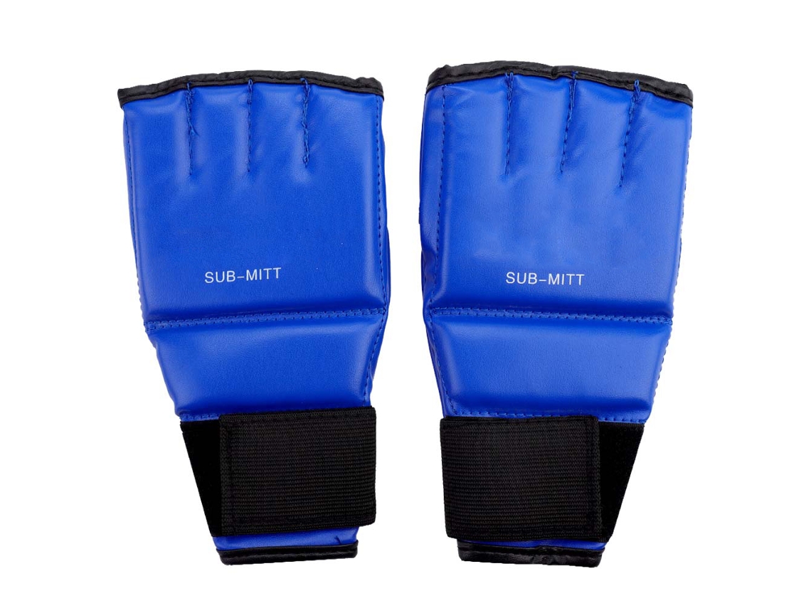 Guantes de gimnasio para adultos, guantes de entrenamiento de Muay Thai, guantes de boxeo, guantes de medio guante (azul y rojo)