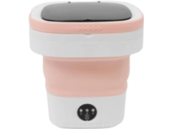 Lavadora plegable, portátil para viajes y acampadas, color rosa.