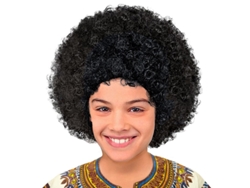 Peluca Afro negra en bolsa infantil