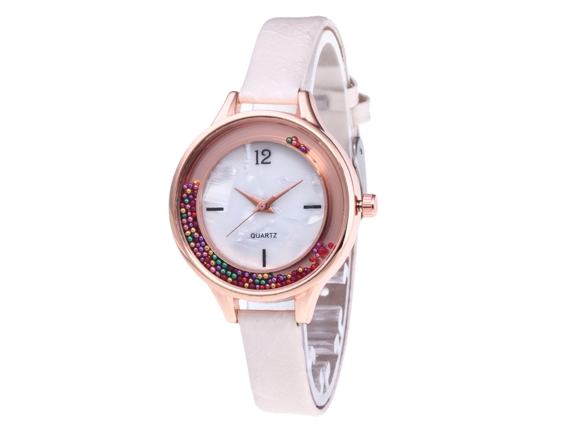 Reloj De Pulsera De Cuarzo Para Mujer Zhoulianfa Con Correa Delgada De Pu Y Esfera Redonda (blanco)