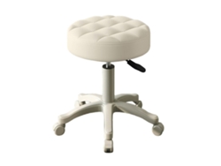 Taburete Giratorio Ajustable Flasidu, Cómodo Asiento De Cuero Sintético, Perfecto Para Salones Y Estudios, 30 X 30 X 53 Cm, Blanco