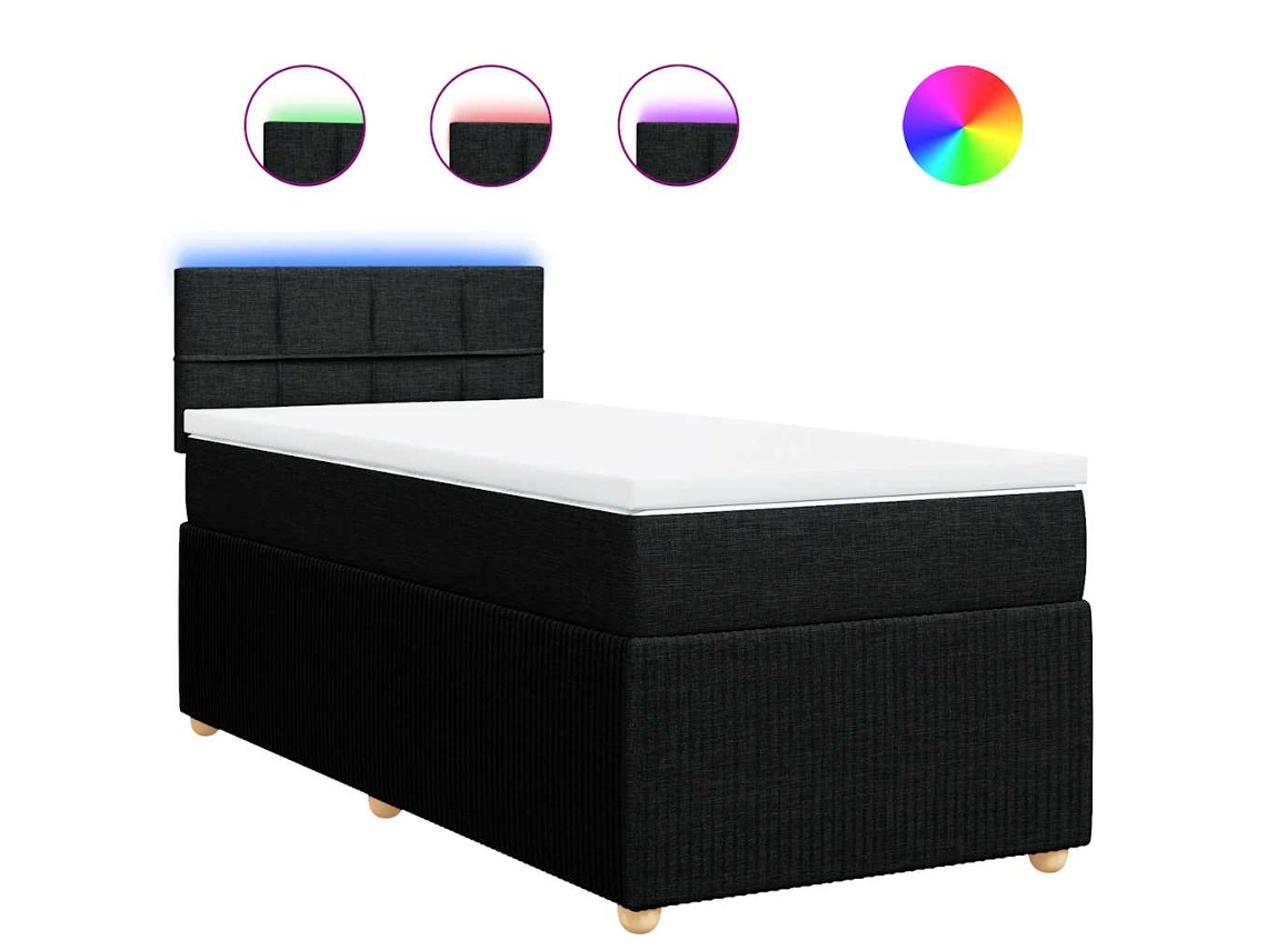 Maison Exclusive - Cama Box Spring Con Colchón Tela Negro 80x200 Cm
