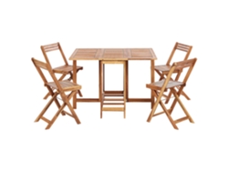 Mesa con Sillas BELIANI Frassine de Madera de Acacia Marrón Claro 130X90X74