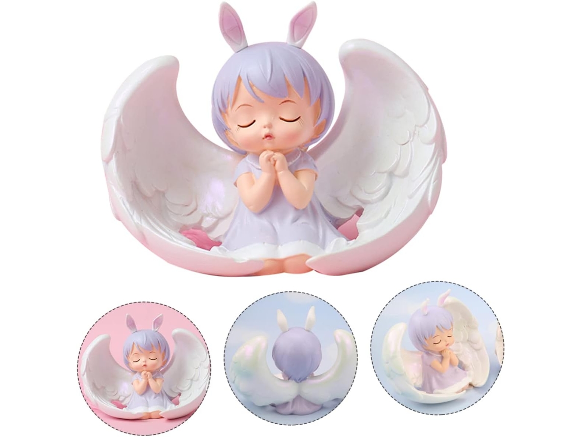 Figura Delicada De Resina De Un Ángel Rezando, Mini Decoración Para Pastel Para Niñas, Adorno