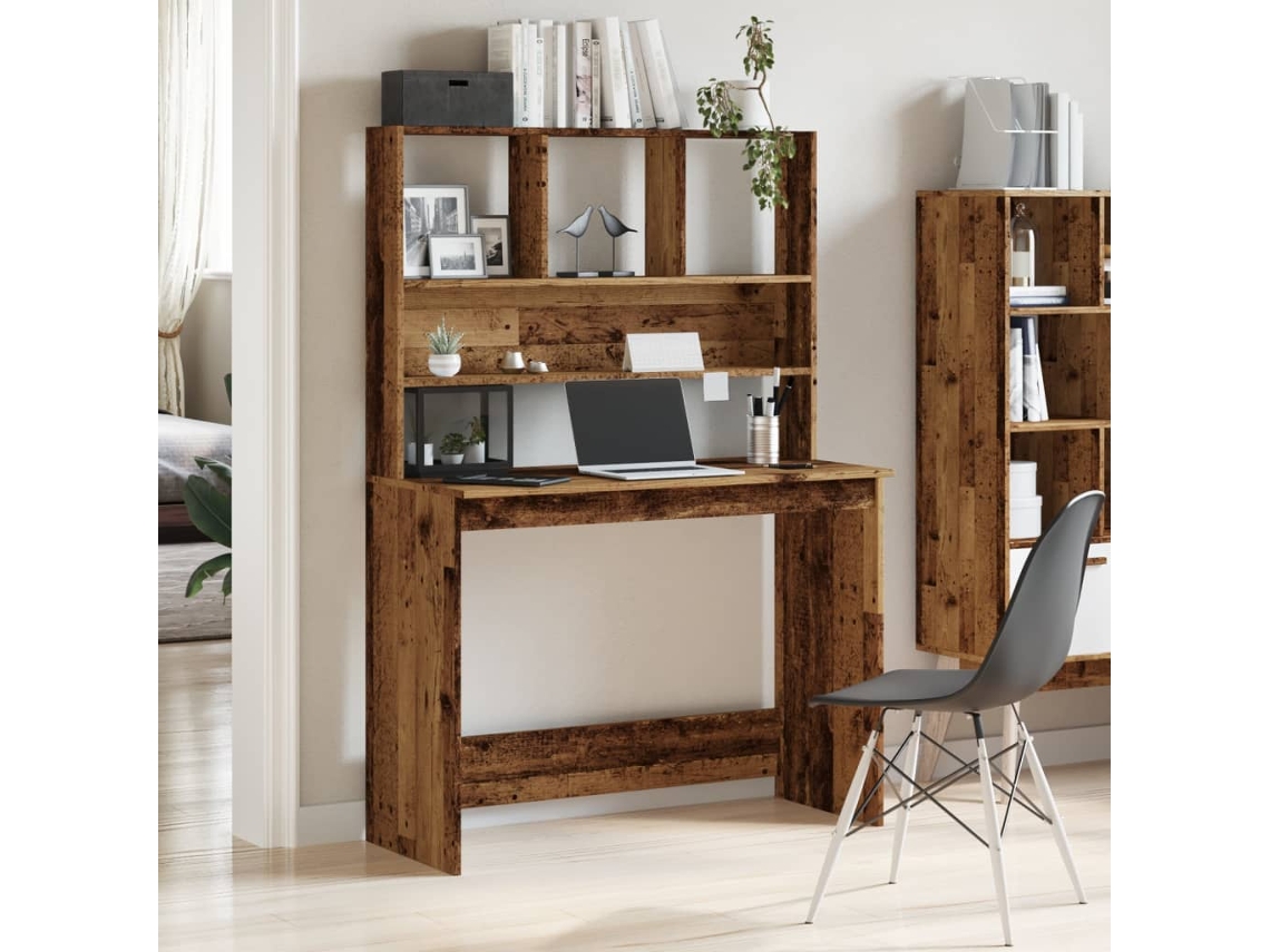 Secretaria | Mesa | Escritorio con estantes hecho de madera vieja