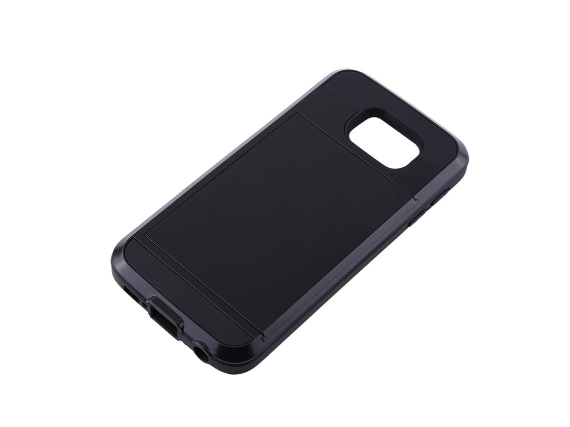 Slim Slide Card Holder Funda Protectora Antichoque De Material Duro Para Samsung S6 Negro