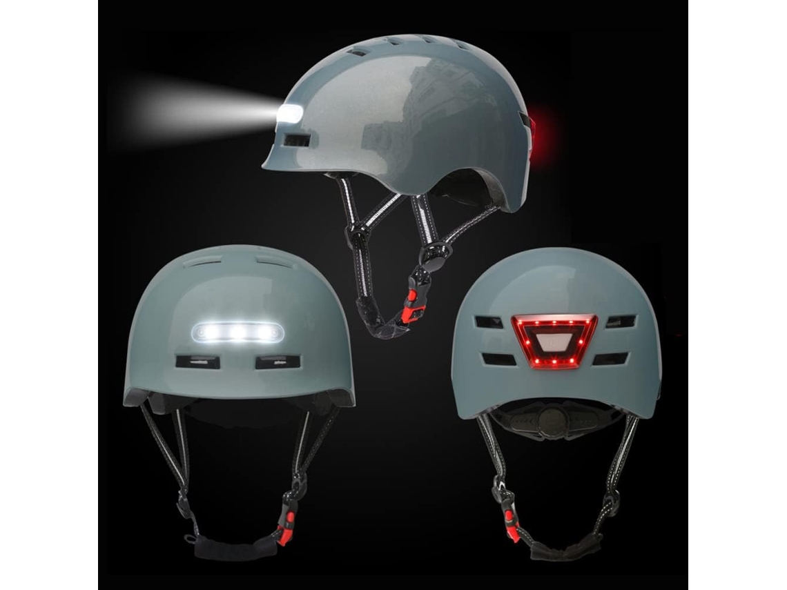 Casco de ciclismo LED, casco protector con luz USB recargable, luces traseras Gokoco