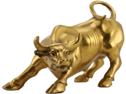 Estatua de Toro de la Fortuna de latón para Feng Shui, escultura decorativa para el hogar en cobre dorado Gokoco