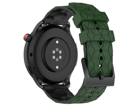 Correa de Silicona patrón de fútbol bicolor 22mm para Huami Amazfit GTR 4 46mm - verde militar/negro