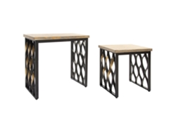 Set 2 Mesita Auxiliar Madera Industrial 64x34x65cm