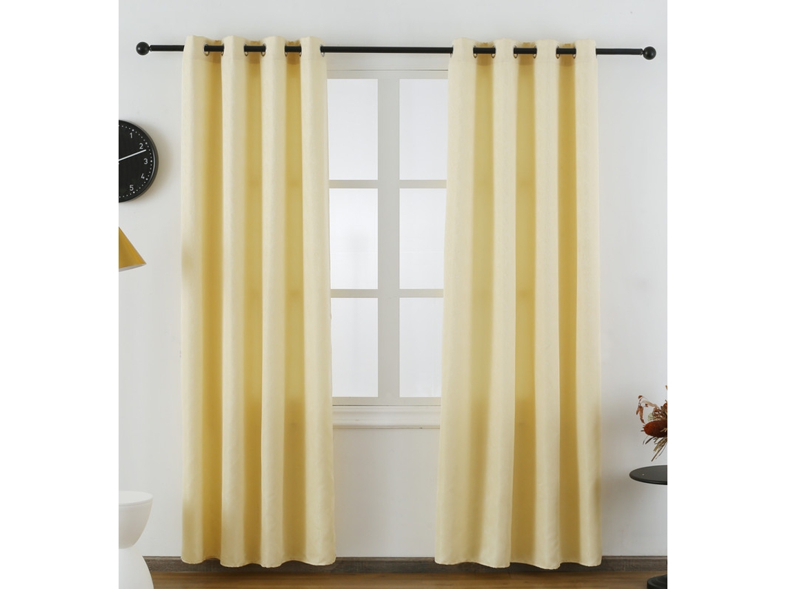 Cortina de tela delicada con estampado de ondas beige 140 x 260 cm - Individual