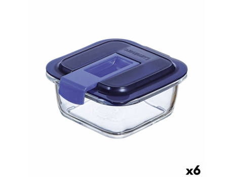 Fiambrera Hermética Luminarc Easy Box Azul Vidrio (380 ml) (6 Unidades)
