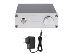Amplificador Phono Box P1 para tocadiscos MM con entrada/salida RCA dorada.