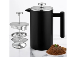 Cafetera de émbolo de acero inoxidable con filtro de presión aislado (negra - 350 ml) Spqment