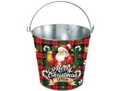 Cubo Merry Christmas de metal de 19x23 cm