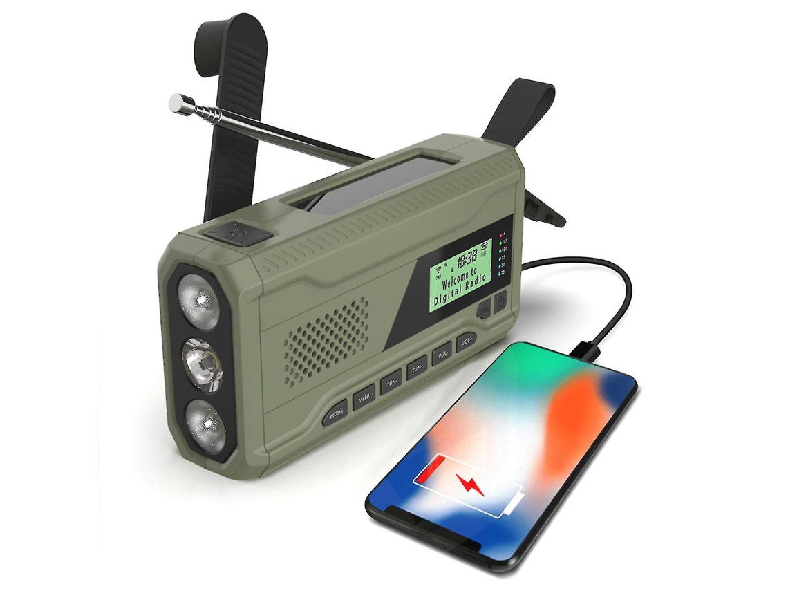 Radio portátil DAB/FM MDUG, radio solar con generador de 4000 mAh