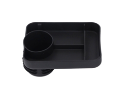 Bandeja Multifuncional De Silicona Negra Para Cochecito Con Portavasos Y Compartimentos.