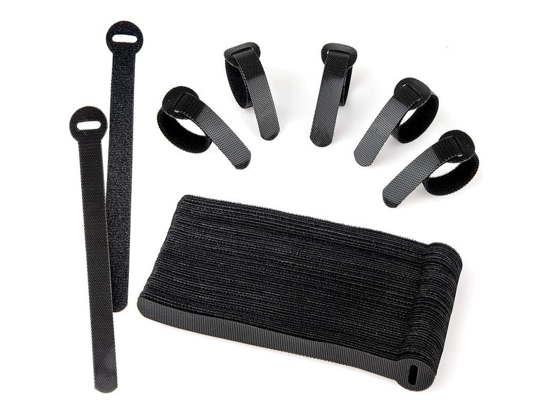 Cinturón Portacables Reutilizable Y Ajustable, Negro, 60 Unidades, Para La Organización De Cables De Pc.