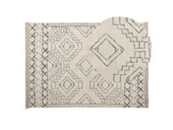 Alfombra de algodón beige/negro 140 x 200 cm BELIANI Zeyne