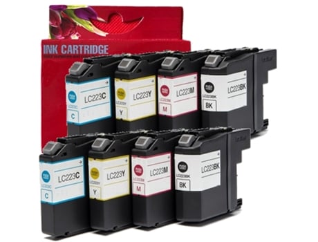 Pack 8 Cartuchos de Tinta Compatibles Brother LC223/LC221 LC223BK, LC223C, LC223M, LC223Y Alta Calidad
