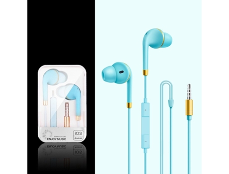 Auriculares Teléfono móvil portátil P16: llamada universal de música con anillo de cobre con cable estéreo para Android azul