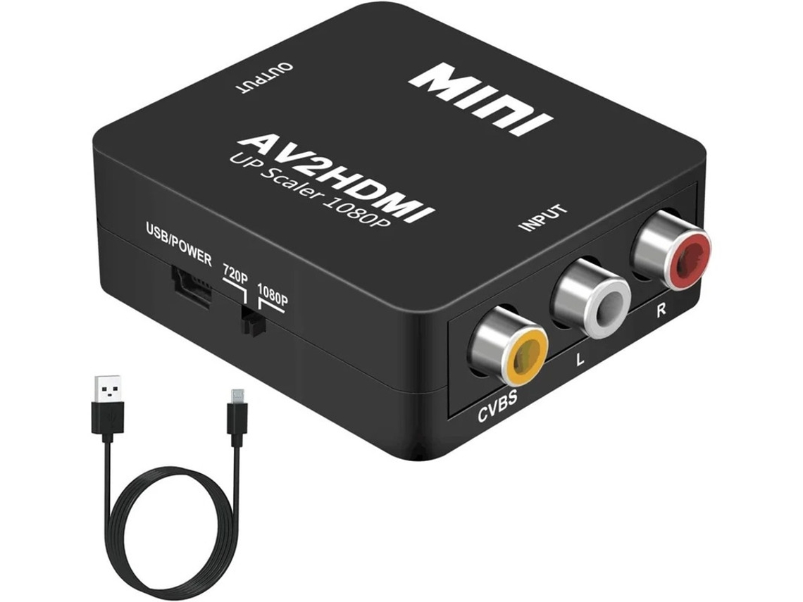 Adaptador/convertidor Mini RCA AV a HDMI 1080p compatible con PC, Xbox, PS4, TV, STB, VHS, VCR. Conversión AV compuesta PAL/NTSC CVBS Yizhood