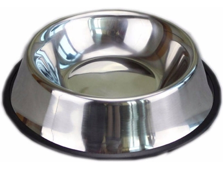 Comedero para Perros y Gatos GLOBAL Antideslizante (Gris - Diámetro: 17cm - 0.9L - Acero Inoxidable)