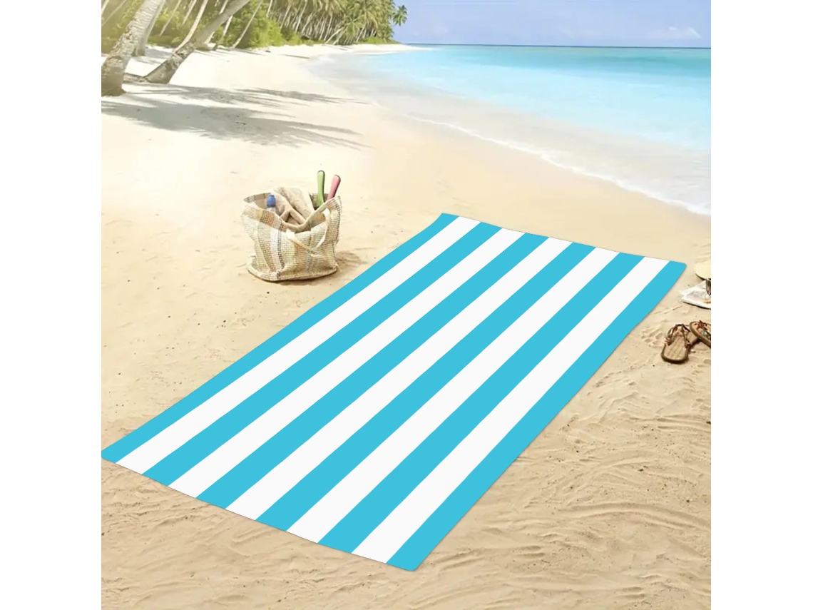 Toalla de playa de microfibra a rayas Yuysan, de alta absorción y secado rápido, 150 x 75 cm, modelo ST016, azul claro.