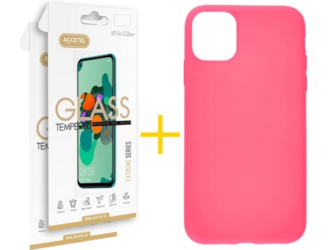 Carcasa + 2 Protectores de Pantalla para iPhone 11 Pro Max ACCETEL Rosa