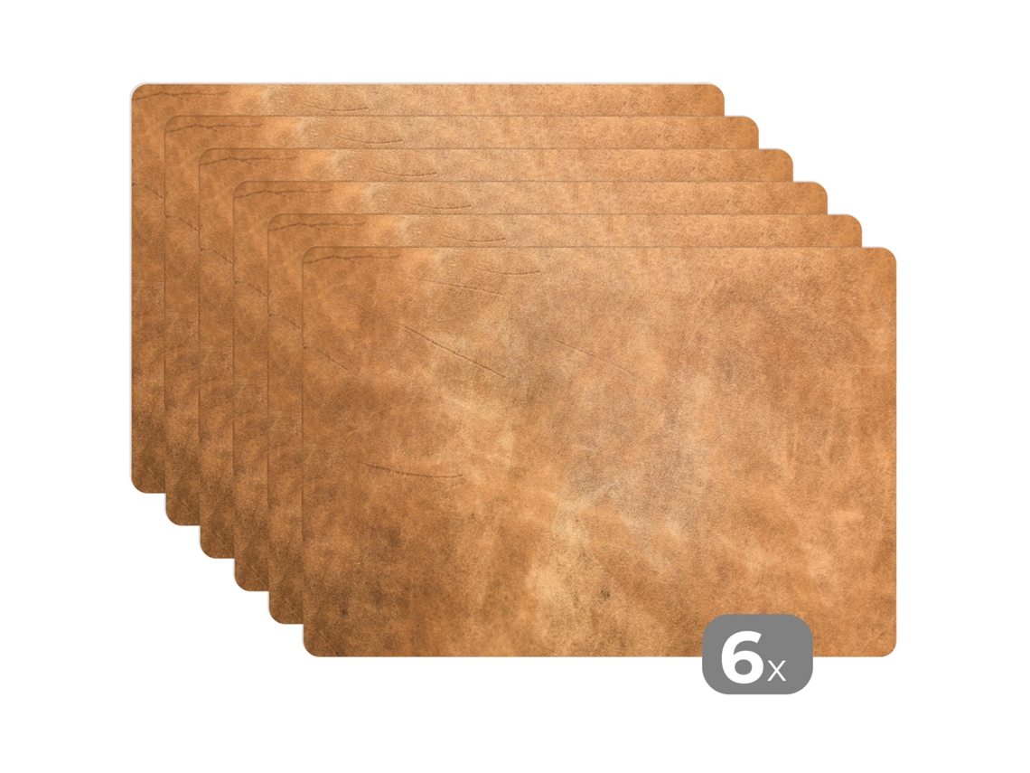 Manteles Individuales Juego De 6piel - Textura - Aspecto De Piel - Marrón 45x30 Cm