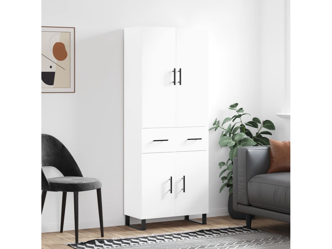 Aparador Alto Madera Contrachapada Blanco 69,5x34x180 Cm