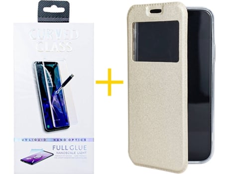 Carcasa + Protector de Pantalla para Samsung Galaxy S22 Plus 5G ACCETEL Dorado