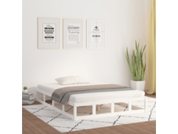 Estructura De Cama De Madera Maciza Blanca 200x200 Cm