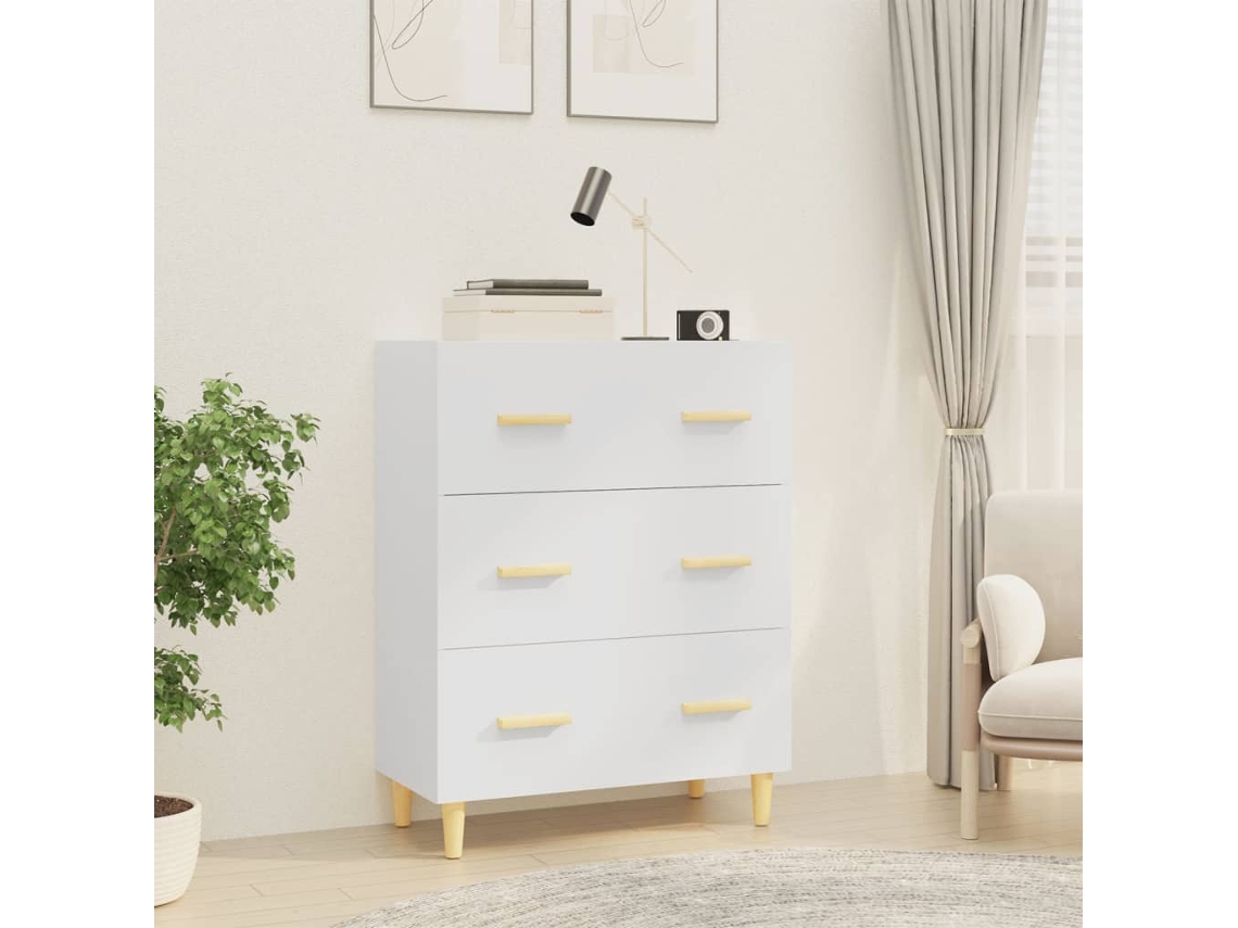 Aparador De Madera Contrachapada Blanco 70x34x90 Cm