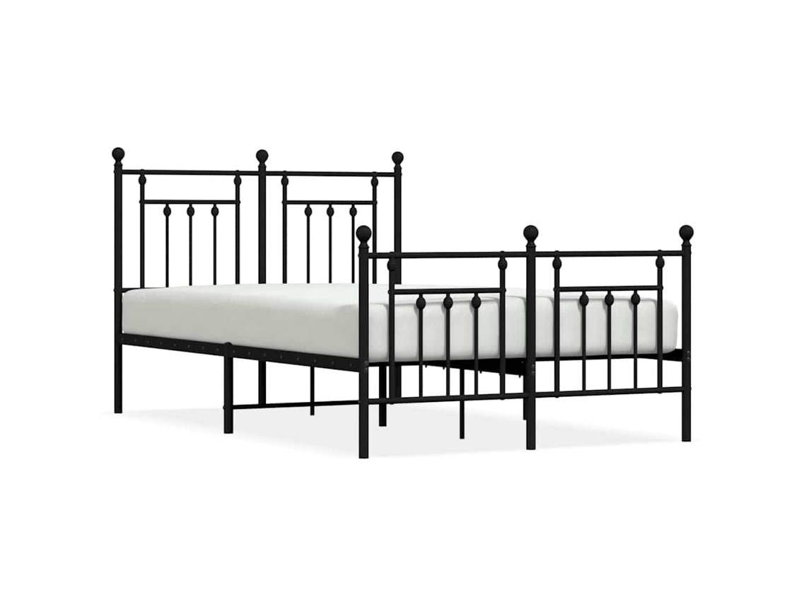 Maison Exclusive - Estructura Cama Sin Colchón Con Estribo Metal Negro 135x190 Cm