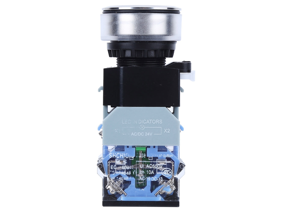 Botón Pulsador Con Luz Azul De 30 Mm, Autoblocante, Gq38, Componente De Control Ac/dc De 24 V.
