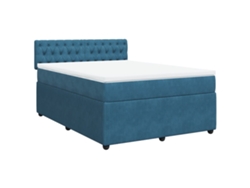 Maison Exclusive - Cama Box Spring Con Colchón Terciopelo Azul 140x200 Cm