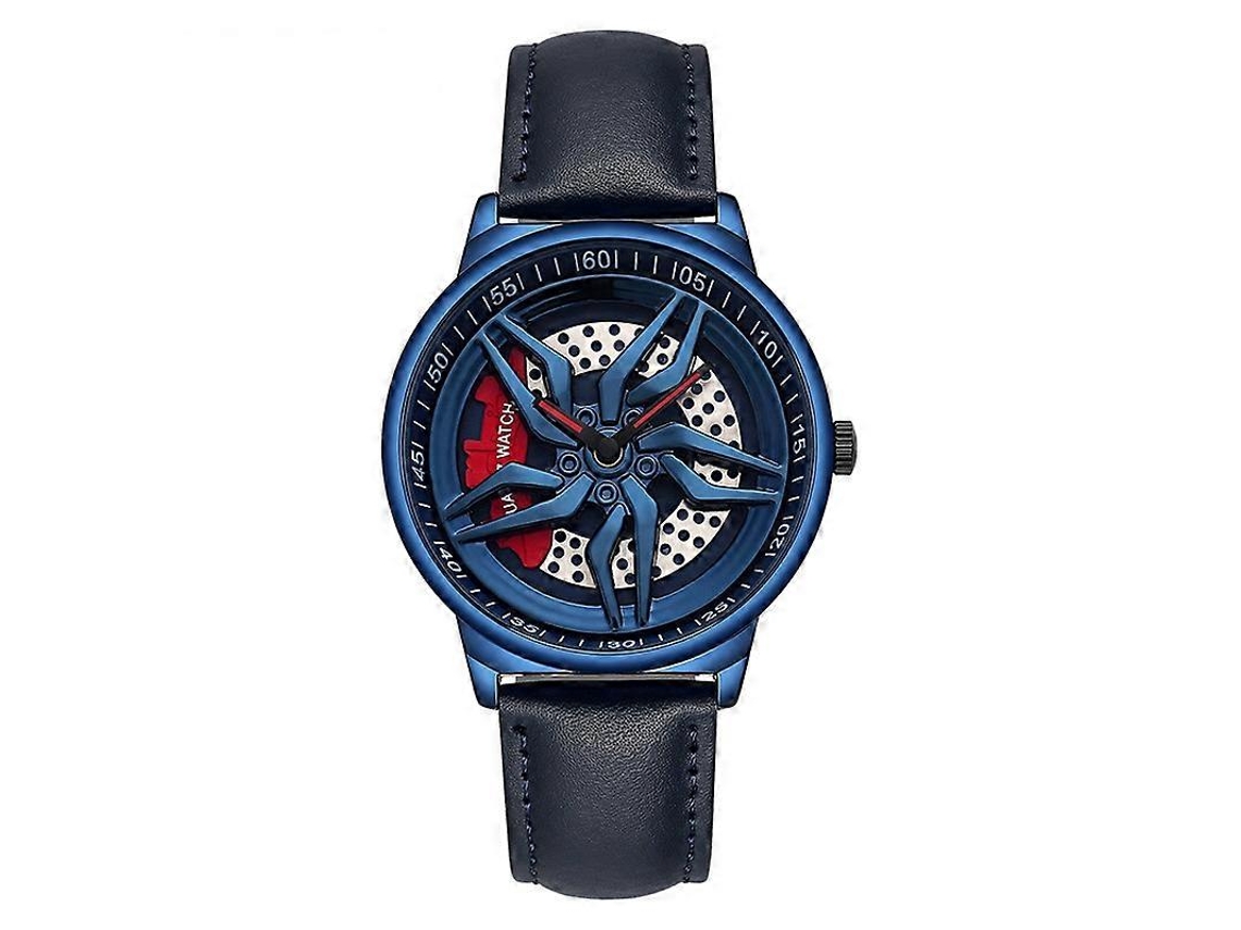 Reloj de cuarzo Sanda 1062 para hombre con esfera hueca giratoria de 360 ​​grados y correa de cuero.