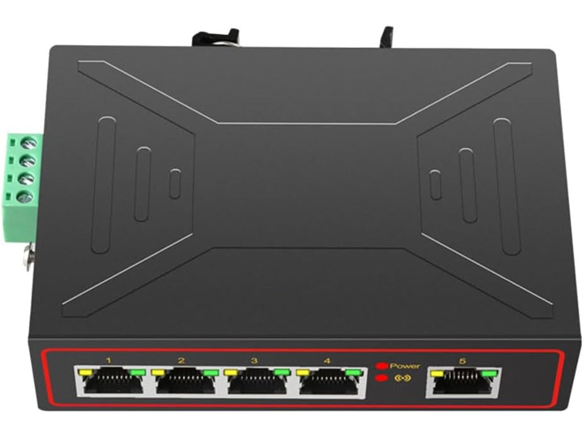 Conmutador De Red Industrial Plug And Play De 5 Puertos Y 100 Mbps Con Concentrador Y Divisor Rj45