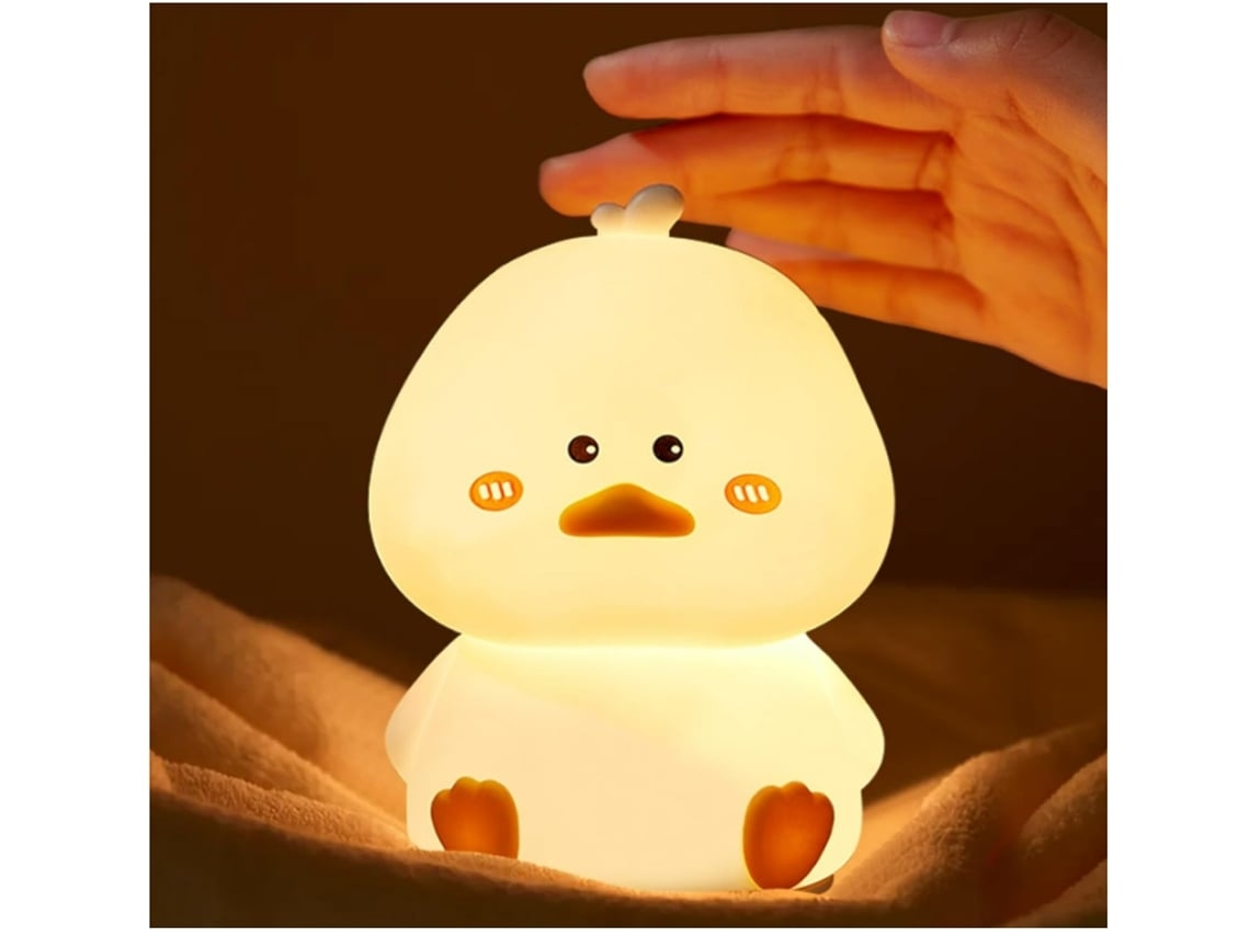 Qv 07 Pato Luz Nocturna Infantil 16 Colores Control Remoto Batería Adecuada para Habitación Infantil Amarillo Vledary
