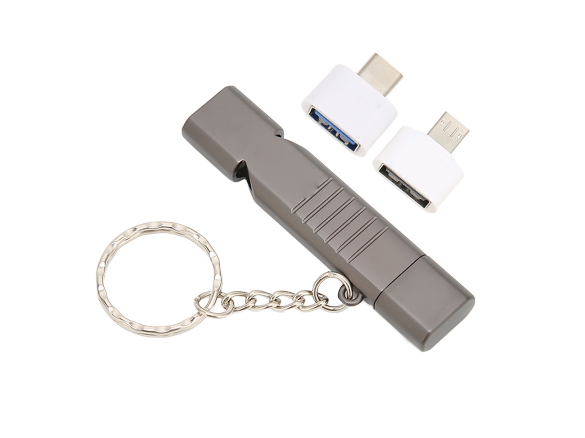 Memoria Usb 3.0 32gb Silbato Sos Impermeable Exterior 120db Multifunción Con Llavero Acero Zinc Negro