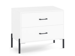 Mesa De Cabeceira Branca De Madeira Com 2 Gavetas E Pés De Metal - 71 X 41 X 61 Cm