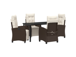 Conjunto de comedor de jardín de 5 piezas vidaxl de ratán sintético marrón